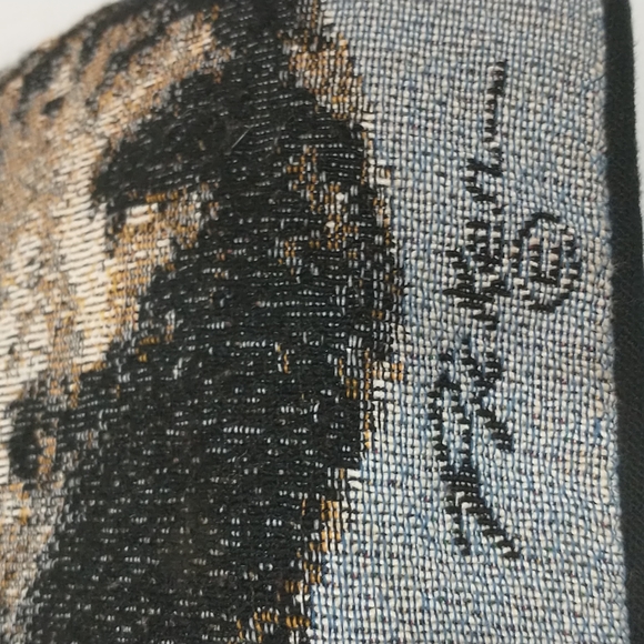 Tabby Cat Woven Tapestry Pillow Tortoiseshell Kitty 18x12 Signed 90s Y2K Vintage - Picture 3 of 7